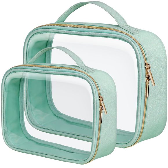 Packism Handbags - Tsa Approved Toiletry Bag - Glitter Textured Clear Makeup Bag, Personalized😉